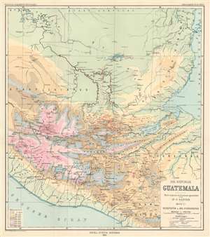 1894 Hassenstein Orohydrographic Map of Guatemala