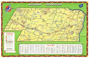 1939 Christiansen Map of Nebraska illustrating 'Outdoor Life'