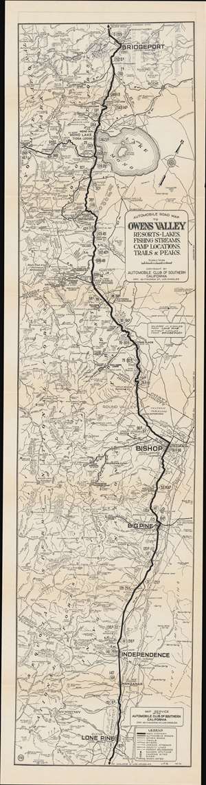 1930 Auto Club of Southern California Strip Map, Owens Valley