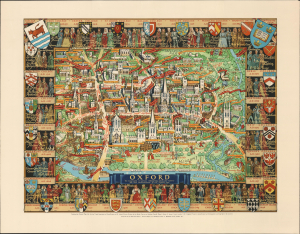 1948 Lee Pictorial Map of Oxford, England