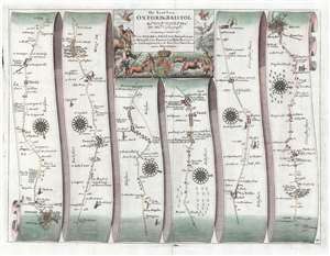 1698 Ogilby Strip Map of the Road between Oxford and Bristol