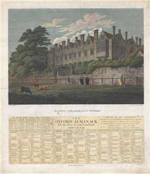 1798 Dayes and Basire Calendar with View of Merton College, Oxford, England
