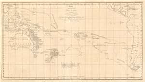 1774 Cook / Benard/ Hawkesworth  Chart of the Pacific Ocean
