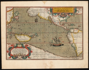 1589 Abraham Ortelius Map of the Pacific Ocean