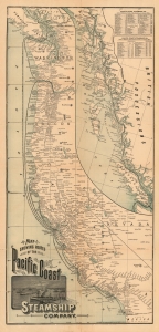 1889 Rand McNally Map of the Pacific Coast from San Diego to Chilkat, Alaska
