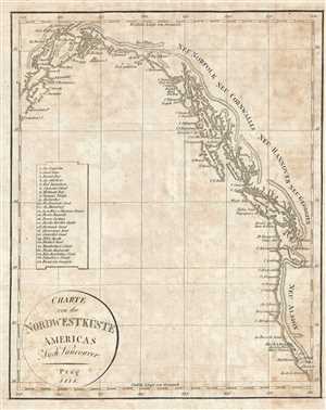 1818 Franz Pluth Map of the Pacific Coast of North America