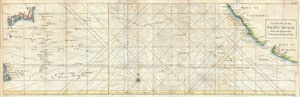 1748 Seale Map of the Pacific Ocean w/ Trade Routes from Acapulco to Manila