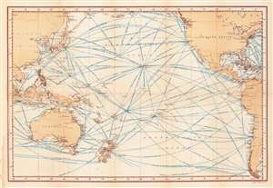 1902 Norris Peters Map of Steamship Routes across the Pacific