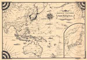 1944 Chase Pictorial Map of the Pacific Ocean during World War II