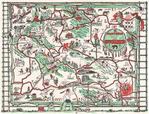 1938 Carrigen Pictorial Map of Wyoming