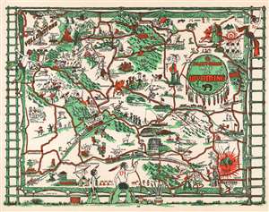 1938 Carrigen Pictorial Map of Wyoming