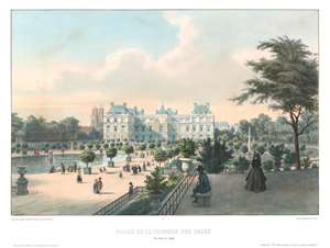 1845 Arnout View of the Palas du Luxembourg and the Jardin du Luxembourg, Paris