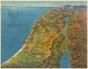 1931 Herrmann Zionist Bird's Eye View Map of Israel / Palestine
