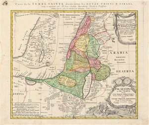 1750 Homann Heirs Map of Israel / Palestine / Holy Land (12 Tribes)