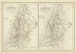 1850 Delamarche Map of Palestine before and after Babylonian Exile