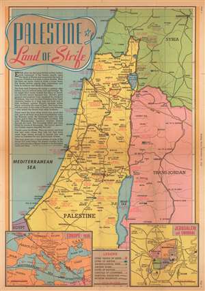 1945 Sundberg Map of Palestine / Israel / Holy Land