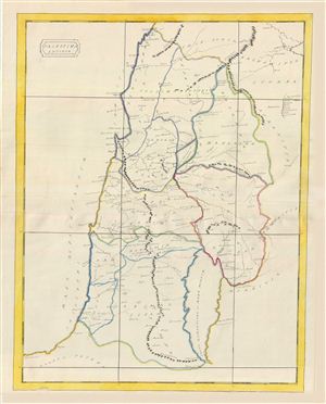 1823 Manuscript Map of Palestine or Holy Land in Antiquity