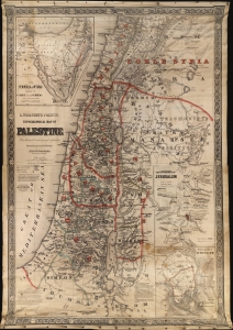 1863 Colton Textile Missionary Wall Map of Palestine
