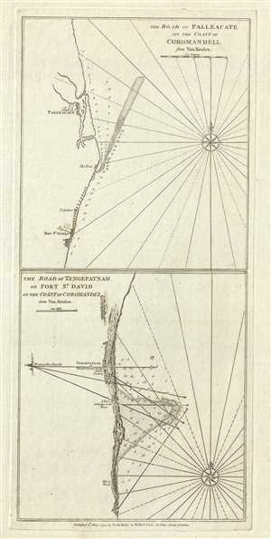 1794 Laurie and Whittle Nautical Chart or Map of the Coast of Coromandel, India