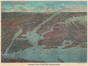 1912 Adickes Bird's-Eye View Map of New York City