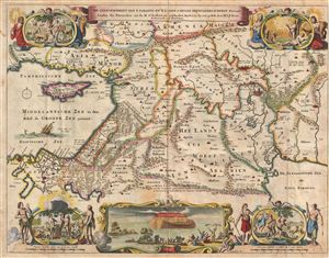 1702 Stoopendaal Map of the Holy Land, w/ Eden, Babylon, Jerusalem, and Nod