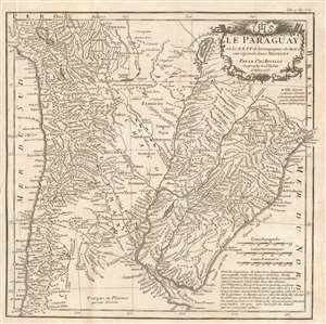 1733 / 1781 D'Anville Map of the Rio De La Plata Watershed