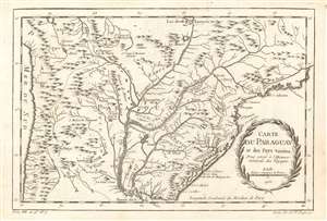 1756 Bellin Map of southern South America (Paraguay, Argentina, Chile, Brazil)