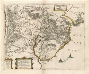 1690 Browne / Blaeu Map of Paraguay, Uruguay, and Argentina