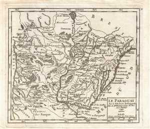 1749 Vaugondy Map of Paraguay