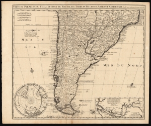 1710 Elizabeth Verseyl Visscher map of Patagonia and Tierra del Fuego