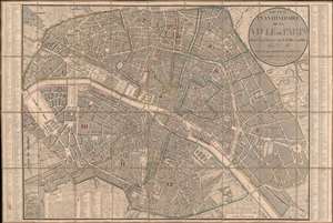 1833 Andriveau-Goujon City Plan or Map of Paris, France