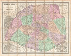 1875 Andriveau Goujon Pocket or Case Map of Paris, France