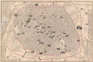 1847 Fatout Pictorial Map of Paris, France