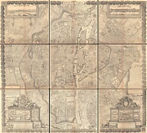 1652 Gomboust 9 Panel Map of Paris, France (c. 1900 Taride reissue)