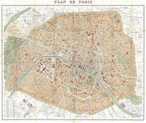 1892 Hachette Plan or Pocket Map of Paris, France
