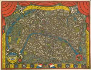 1927 Ilonka Karasz Pictorial Map of Paris, France