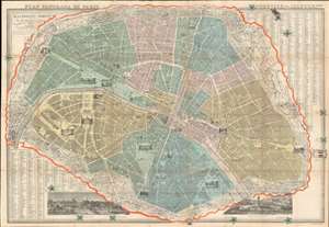 1855 Lallemand City Plan or Map of Paris, France