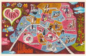 1949 Boucher Pictorial Map of Paris
