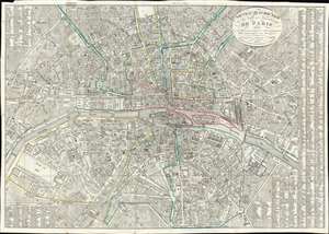1823 Martin City Plan or Map of Paris, France