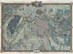 1795 Roussel City Plan or Map of Paris, France and Environs