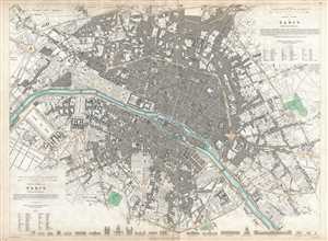 1834 S.D.U.K. City Plan or Map of Paris, France