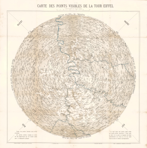 1889 Bourdon Panoramic Map of Paris and Environs, Seen from the Eiffel Tower