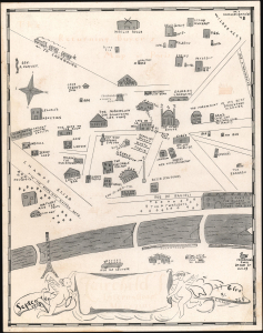 1928 Cody Proof Pictorial Map of Paris, France w/ Manuscript Annotations