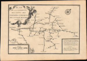1716 De Fer Map of Paris and Environs, Water Supply