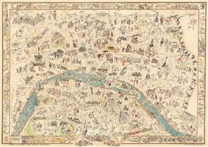 1933 Jeffay Pictorial Map of Paris, France