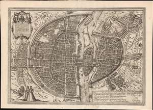 1572 Braun and Hogenberg View / Map of Paris, France