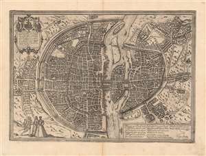 1572 Braun and Hogenberg View / Map of Paris, France
