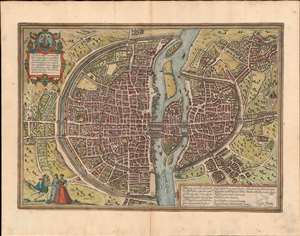 1572 Braun and Hogenberg View / Map of Paris, France