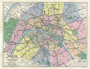 1947 Taride Plan or Map of Paris, France