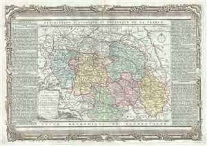 1786 Desnos and de la Tour Map of Ile-de-France and Champagne Regions of France w/ Paris